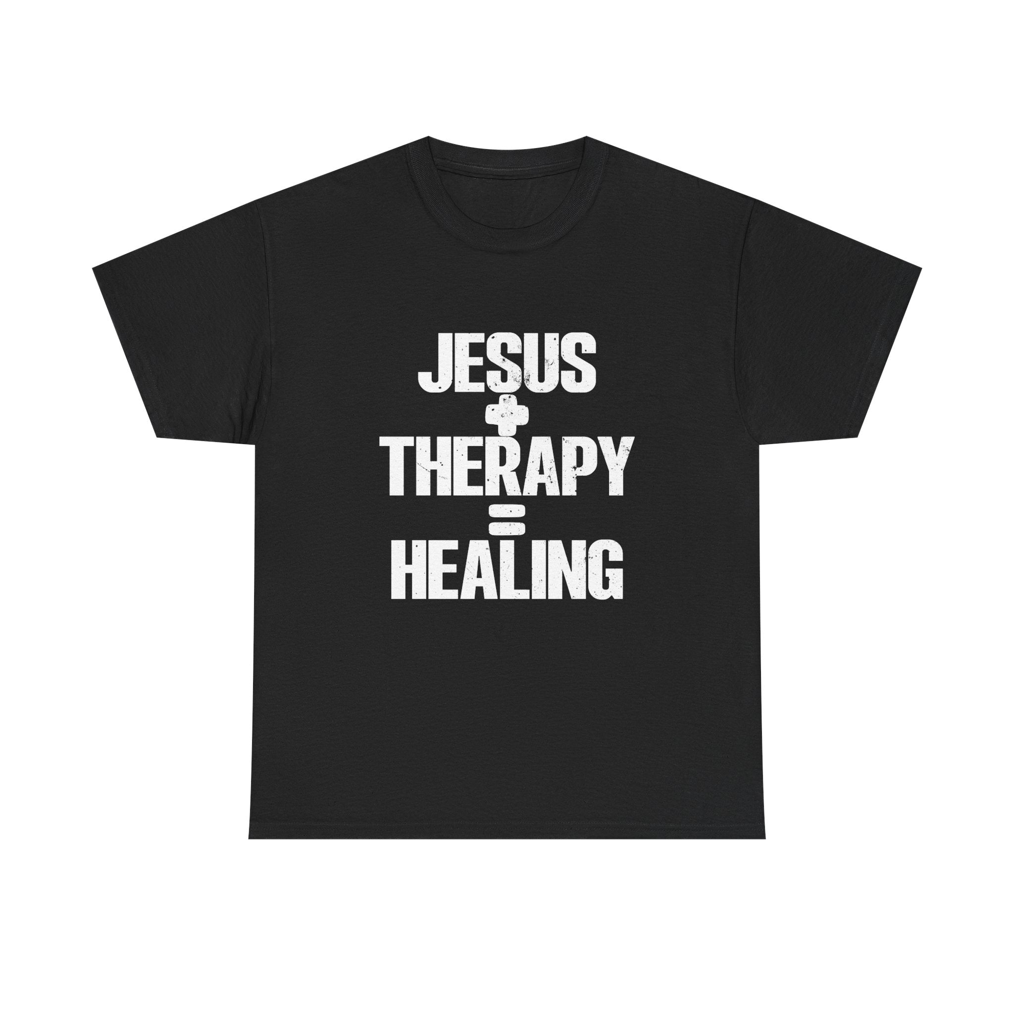 Motivational Unisex Heavy Cotton Tee - "JESUS + THERAPY"