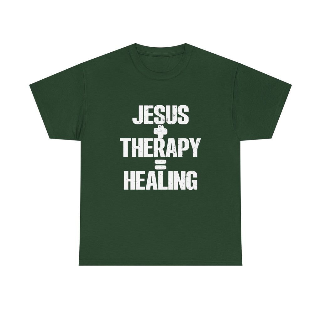 Motivational Unisex Heavy Cotton Tee - "JESUS + THERAPY"