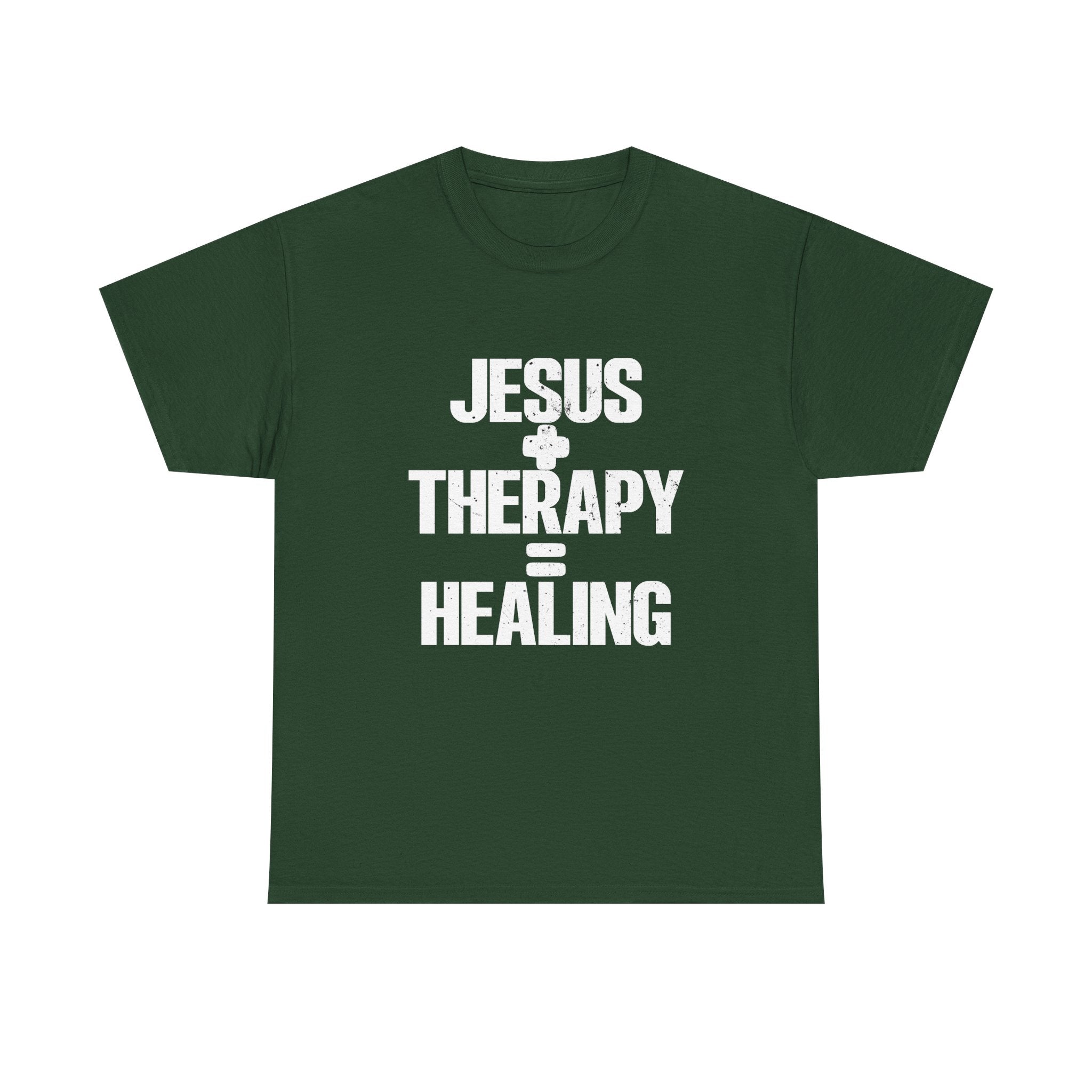 Motivational Unisex Heavy Cotton Tee - "JESUS + THERAPY"