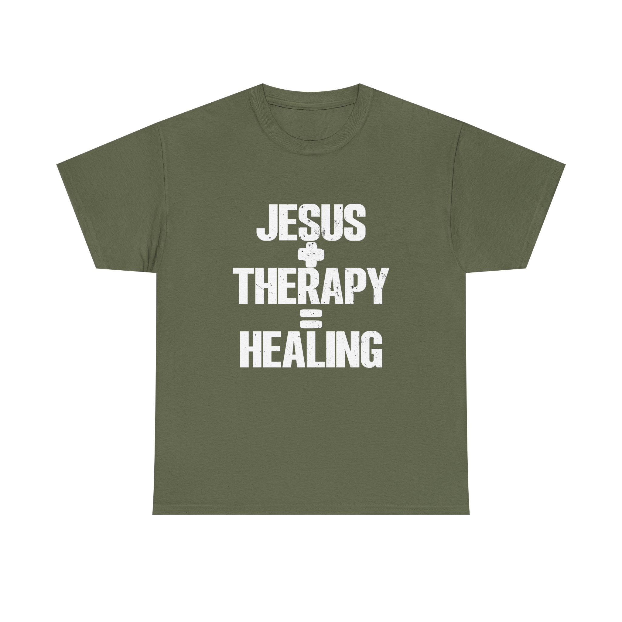 Motivational Unisex Heavy Cotton Tee - "JESUS + THERAPY"