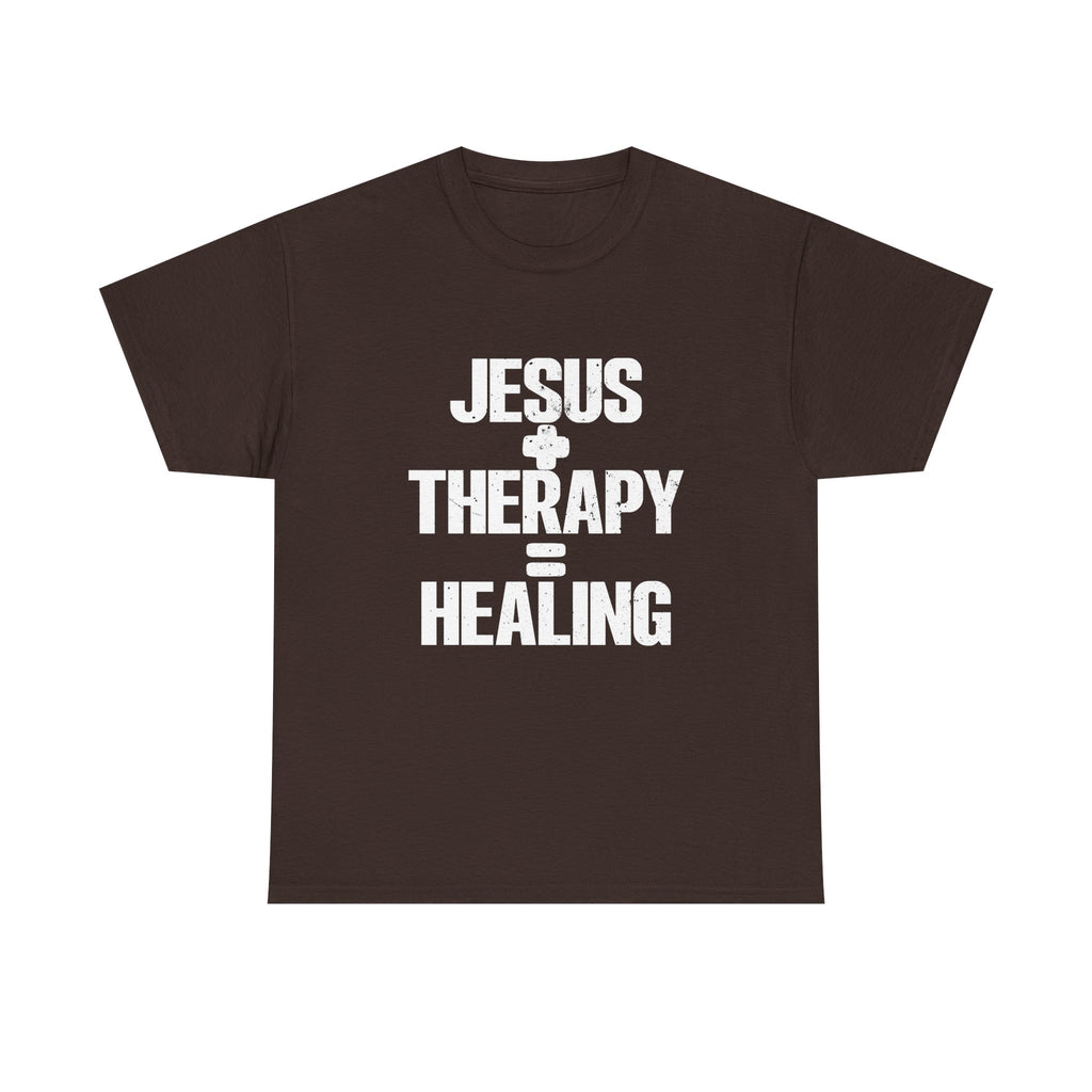 Motivational Unisex Heavy Cotton Tee - "JESUS + THERAPY"