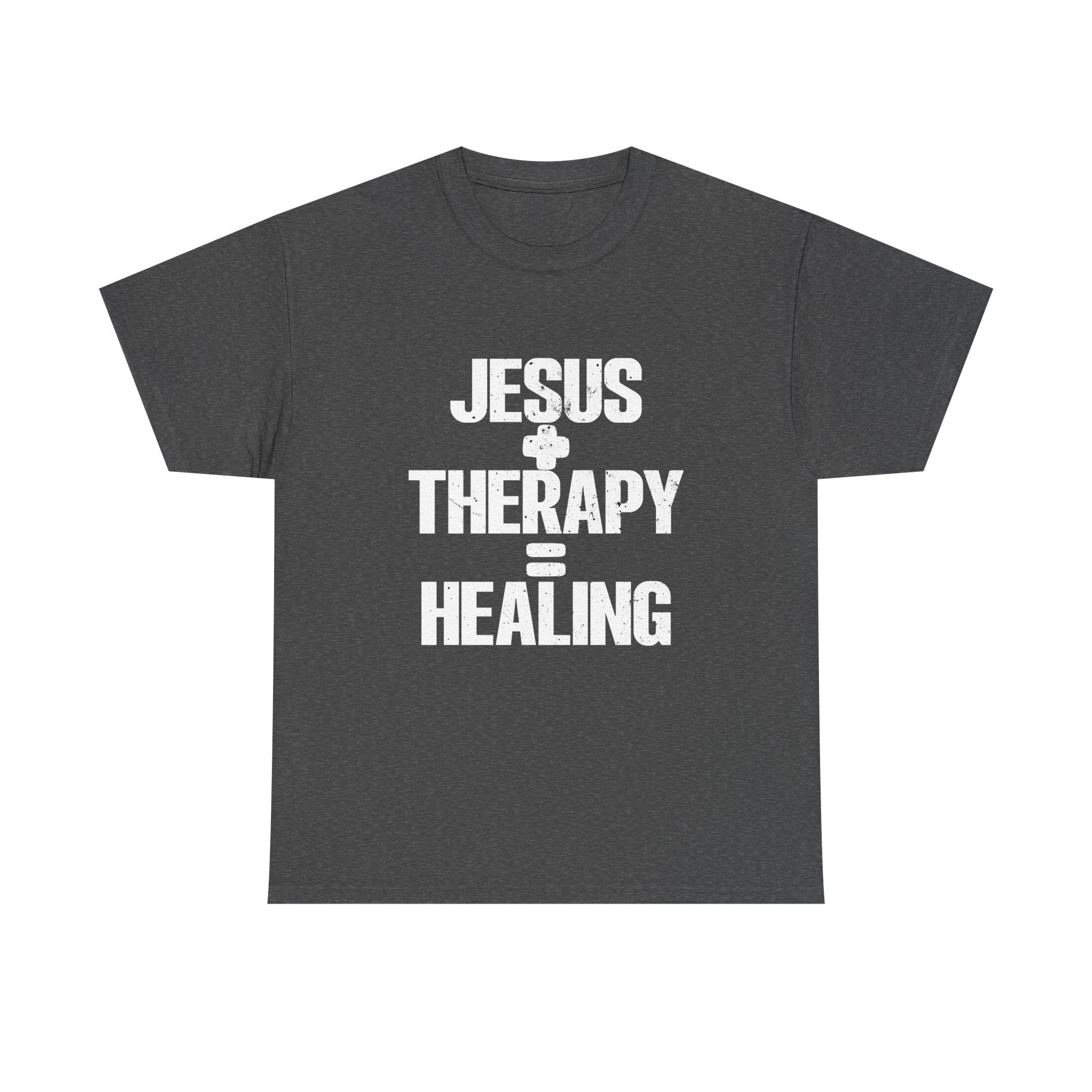 Motivational Unisex Heavy Cotton Tee - "JESUS + THERAPY"