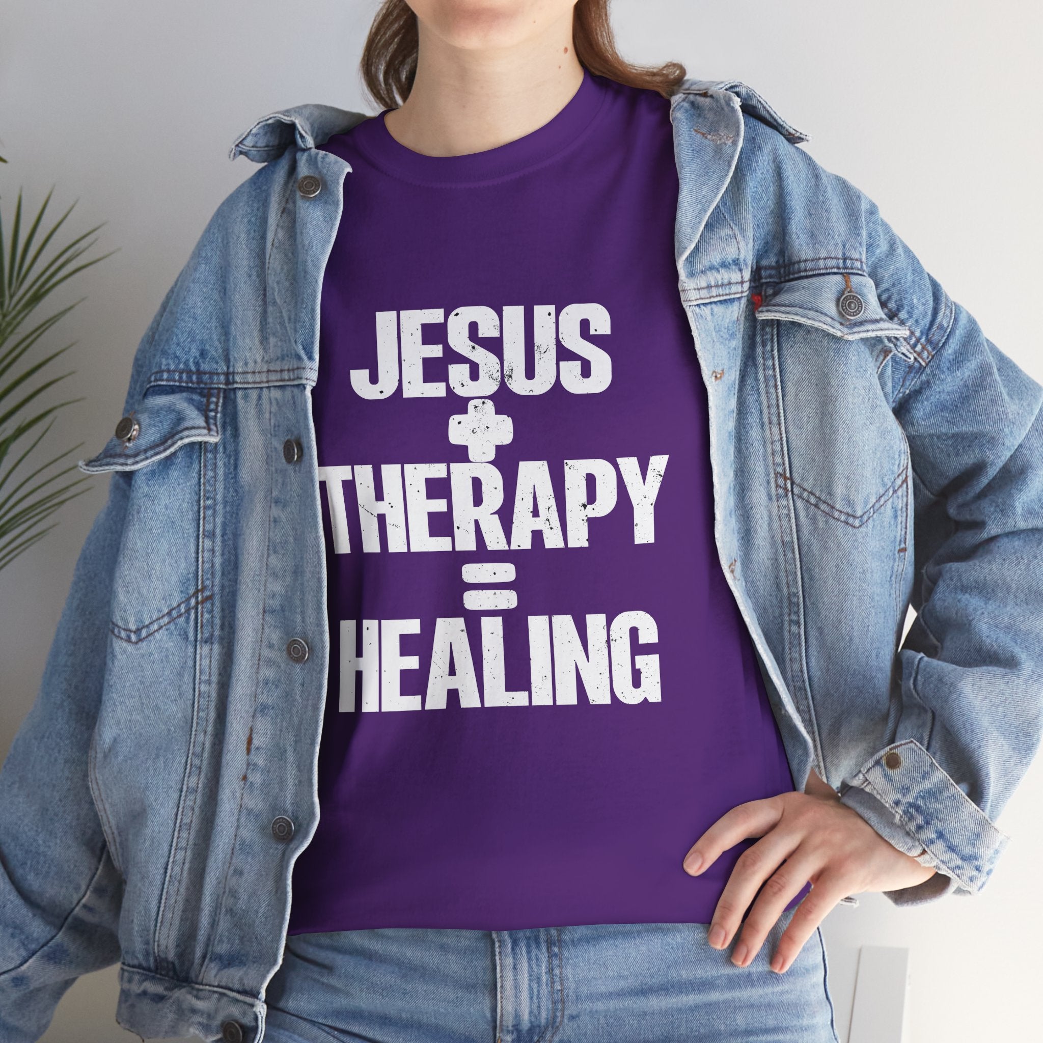 Motivational Unisex Heavy Cotton Tee - "JESUS + THERAPY"