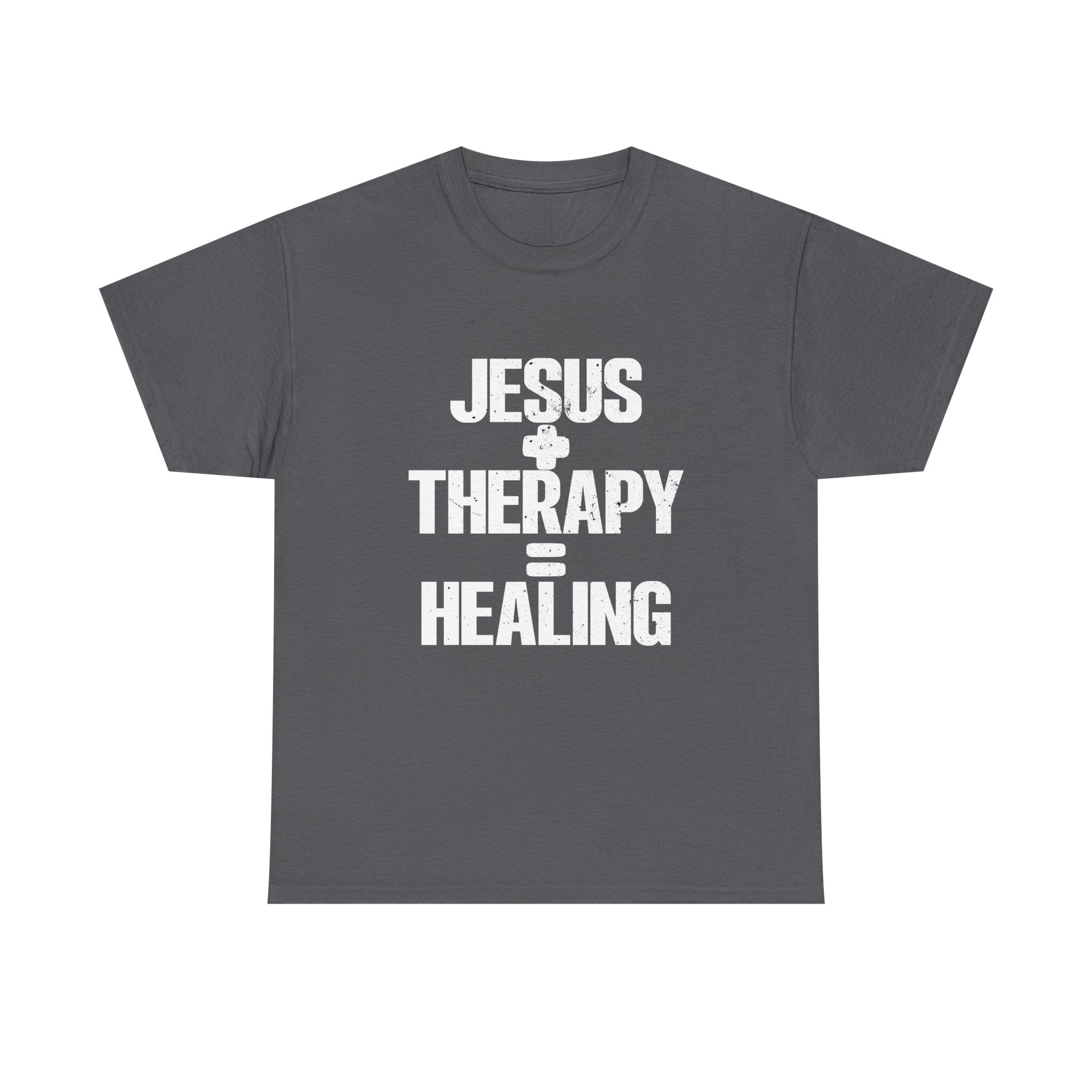 Motivational Unisex Heavy Cotton Tee - "JESUS + THERAPY"