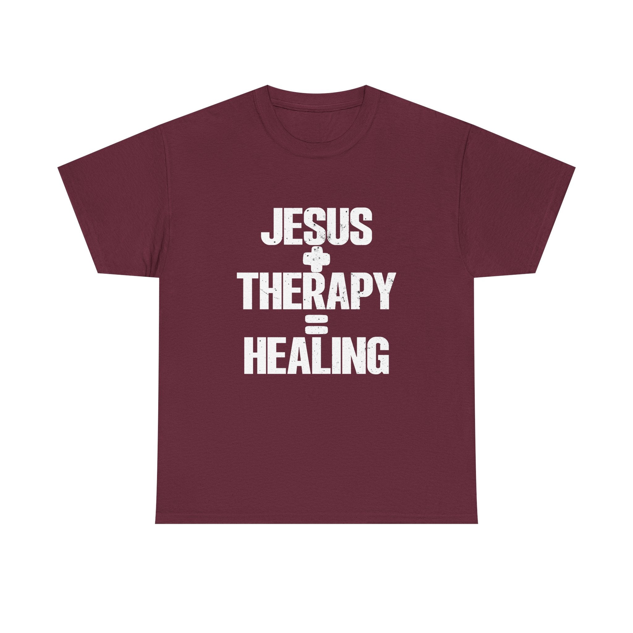 Motivational Unisex Heavy Cotton Tee - "JESUS + THERAPY"