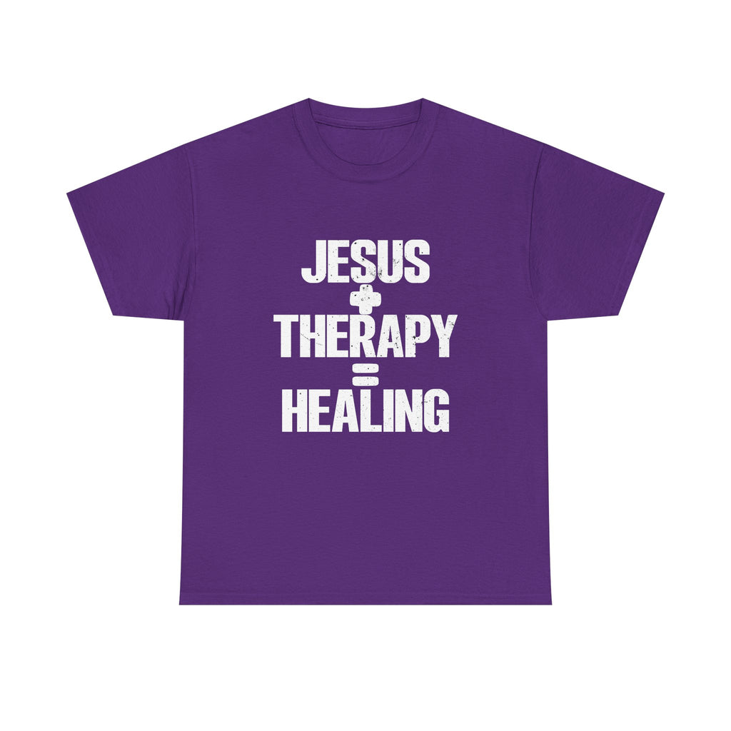 Motivational Unisex Heavy Cotton Tee - "JESUS + THERAPY"