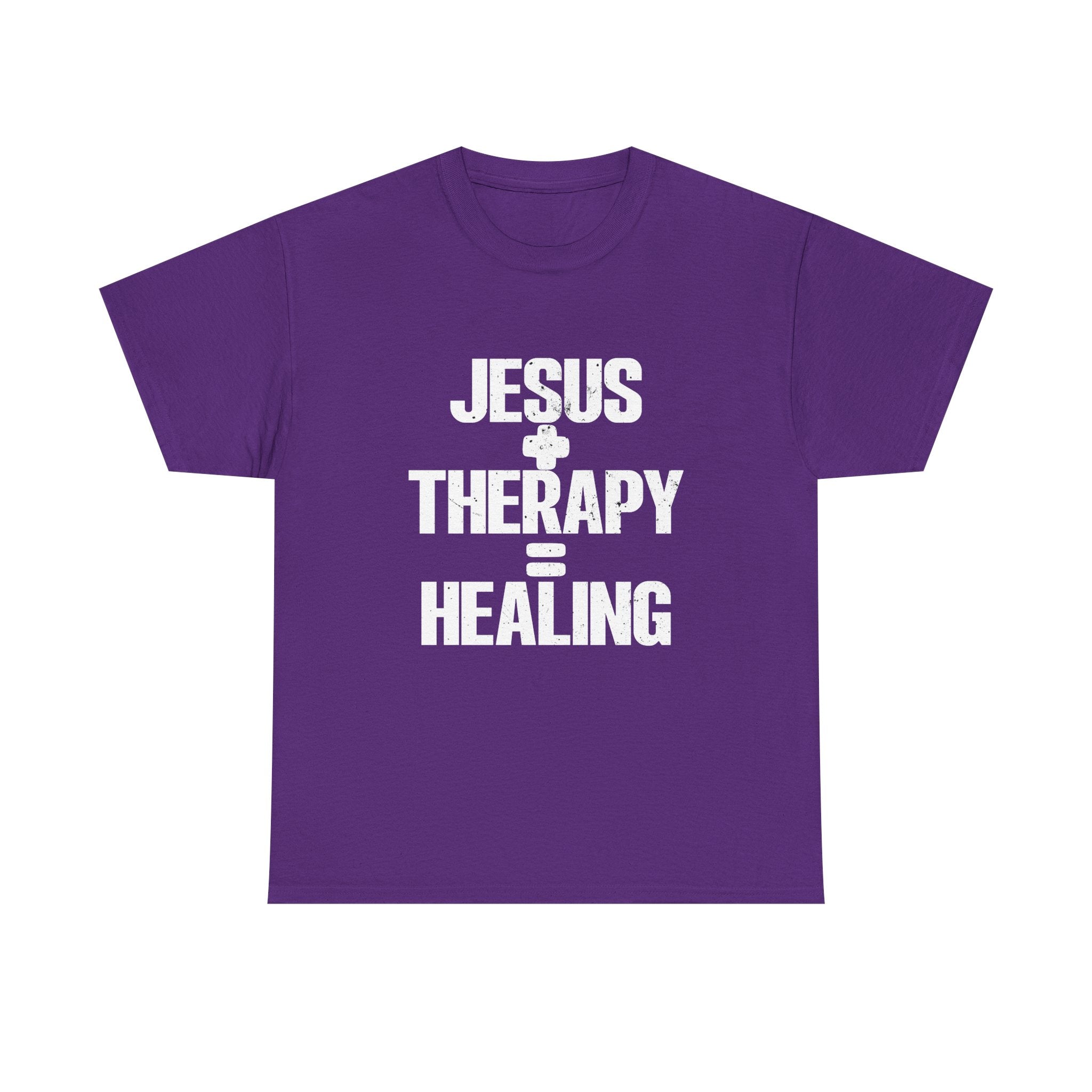 Motivational Unisex Heavy Cotton Tee - "JESUS + THERAPY"