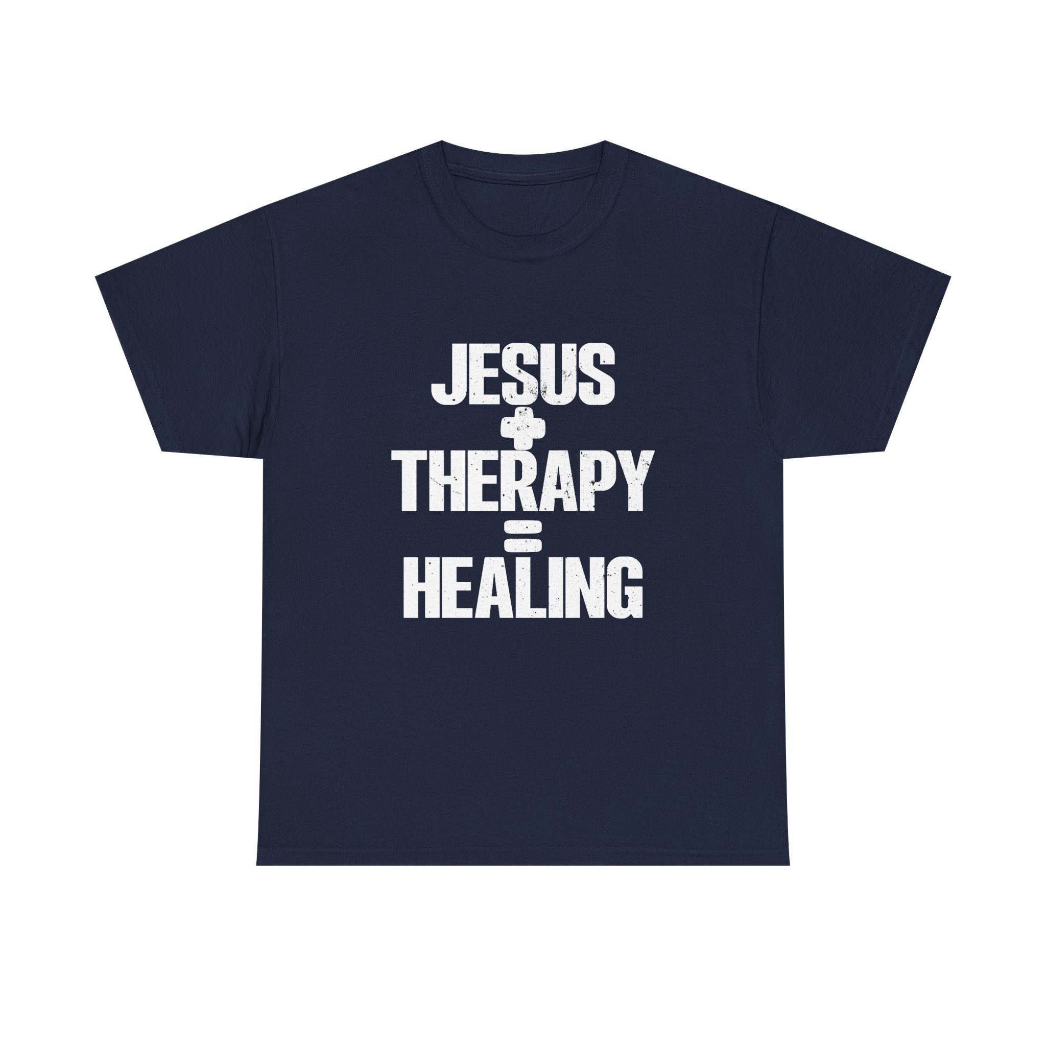 Motivational Unisex Heavy Cotton Tee - "JESUS + THERAPY"